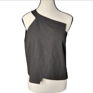 Mason by Michelle Mason Asymmetrical One-Shoulder Black top USA Made Size 2